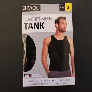 NWT 32 Degrees Cool Black comfort Mesh Tank Top, 3 Pack Men's Small, Gift